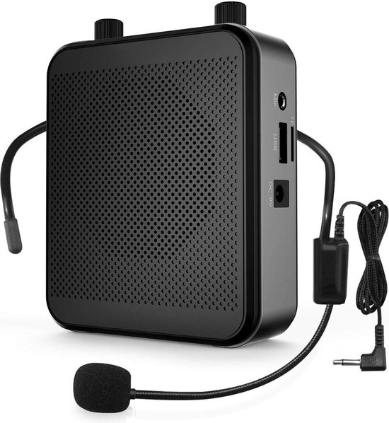 Spraakversterker - Stemversterker - geluidversterker - Draagbare Bluetooth Luidspreker (30 W) met 7,4 V/2800 mAh Lithium Batterij en Microfoon Headset - Oplaadbare Stemversterker voor Leraren - Reizigers - Vergaderingen - Muzikanten - Muziek