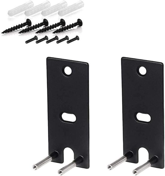 Stalen wandhouders voor Home Speaker - zwart - bevestiging aan wand - set van 2. van Merkloos