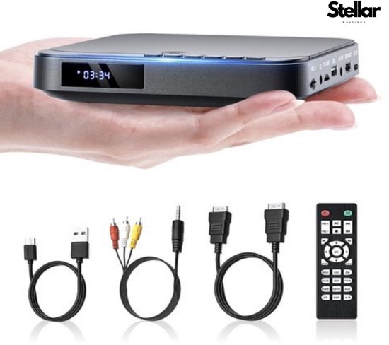 Stellar DVD Speler - DVD Speler met HDMI - DVD Speler - DVD Speler HDMI - DVD Speler Laptop - Inclusief HDMI Kabel - Met afstandsbediening - DVD en CD speler - DVD films