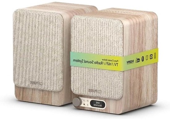 Stereo-geluidssysteem - actieve luidsprekers - voor muziek en tv - met HDMI ARC-verbinding - 18.7 x 17.5 cm - wit eiken