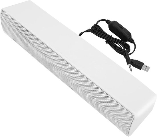 Stereo Soundbar - Muziekbox Geluidsbalk - Muziek Luisteren - 3D Stereo Geluid - 1m Kabel - Wit