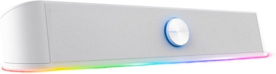 Stereo Soundbar - PC Luidsprekers - Muziek en Games - RGB Verlichting - 12W Vermogen - Wit