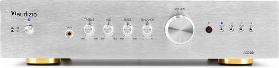 Stereo versterker - Audizio AD200A - hifi versterker met Bluetooth - Subwoofer aansluiting - Zilver