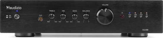 Stereo versterker - Audizio AD200B - hifi versterker met Bluetooth - Subwoofer aansluiting - Zwart