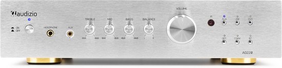 Stereo versterker - Audizio AD220A - hifi versterker met Bluetooth - Subwoofer aansluiting - Zilver