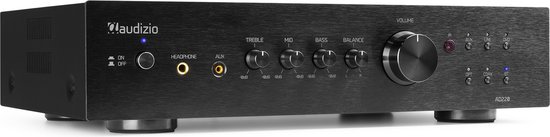 Stereo versterker - Audizio AD220B - hifi versterker met Bluetooth - Subwoofer aansluiting - Zwart