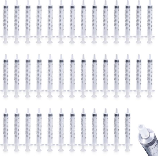 Steriele Luer Lock Spuiten 50 Stuks, 2 ml en 3 ml voor Laboratorium, Epoxyhars en Huisdieren, Wegwerp Plastic Spuiten voor Vullen en Doseren