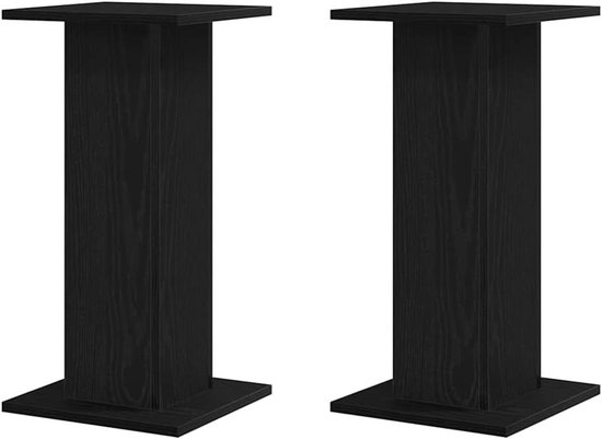 Stijlvolle Houten Luidsprekerstandaard Zwart Eiken 60cm Hoog Rechthoekig