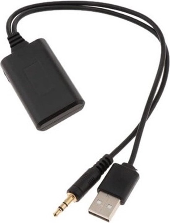 Streaming adapter - aux & usb naar bluetooth auto - autoradio - muziek - zwart van Merkloos