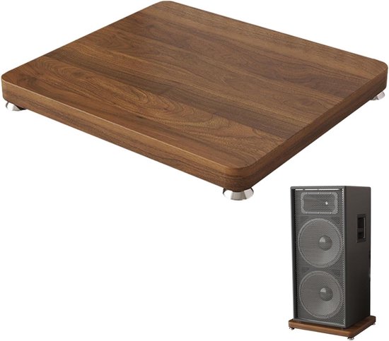 Subwoofer Isolatieplatform - Luidsprekerbasis Anti-Vibratie - Audio Verbeteren - 25mm Dikke MDF Constructie - 45 x 45 cm - Walnoot