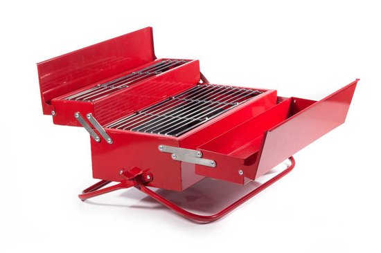 Suck UK BBQ-gereedschapskist, draagbare houtskoolbarbecue, gemakkelijk mee te nemen en op te bergen Rood van Suck UK