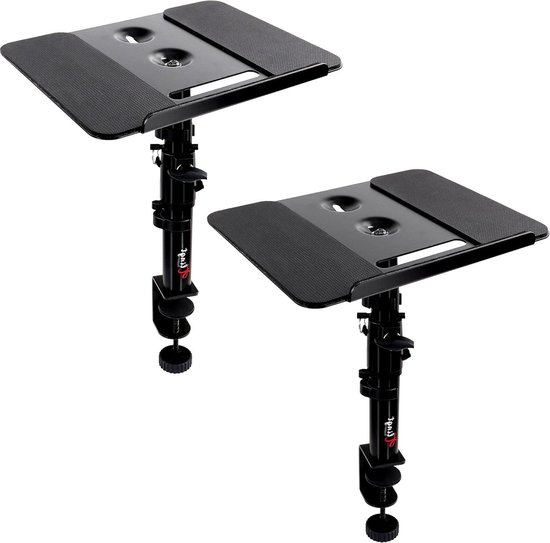 Support Desktop Clamping Studio Monitor Stand - Heavy Duty Universal Metal Platform with Cable Management - 11.7 x 9 Inch speaker stands for table monitor van Pyle