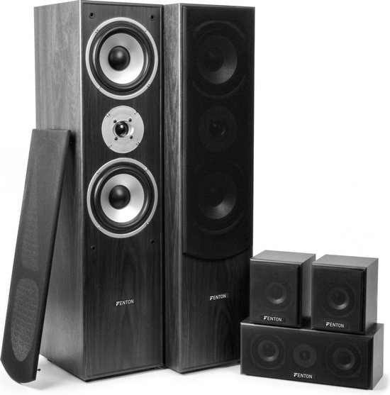 Surround set home cinema 5.0 - Fenton 1150 Watt - Complete set met 5 speakers - Zwart van Fenton