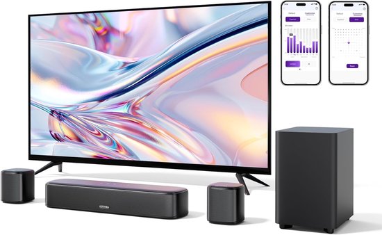Surround Sound Systeem 5.1 Soundbar voor TV met Subwoofer en Draadloze Surround Speakers van Merkloos