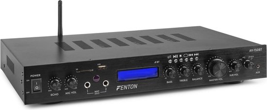 Surround versterker - Fenton AV-150BT - 5.1 versterker met Bluetooth 380W - Home cinema - Zwart