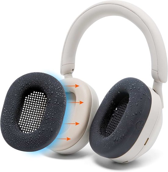 SweatZ XM5 - Gepatenteerde oorkussens met zweetbescherming voor Sony WH1000XM5 van Wicked Cushions | Volledige 360 ​​graden bescherming van de oorkussens | Black