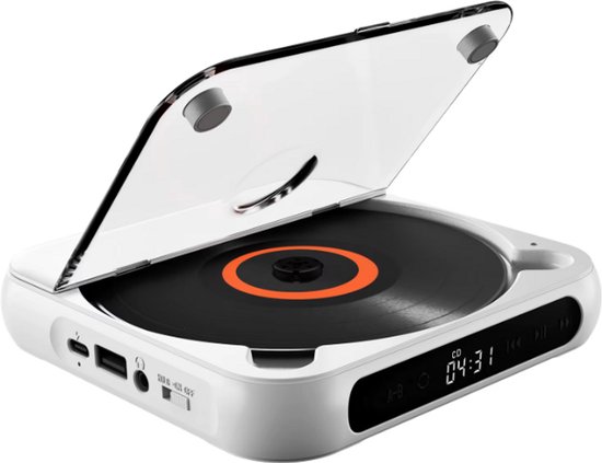 TBL 2026 Retro Discman – Draagbare CD-speler met Bluetooth 5.2 & Ingebouwde Speaker – 2000mAh Oplaadbaar – FM-Transmitter voor de Auto – Ondersteunt USB-stick – A-B Repeat van Merkloos