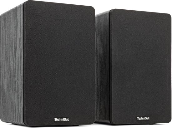 TechniSat AUDIOMASTER RLS 1 - Actieve 2.0-boekenplankluidsprekers | Bluetooth-audiostreaming, HDMI ARC, USB, MP3/WMA, Toslink, AUX, subwooferuitgang, stereo, 50 W RMS, afstandsbediening, zwart
