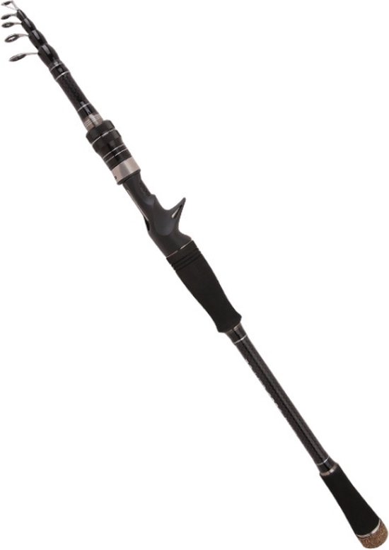 Telescopische luxe vishengel van Improducts - vis hengel is 240 cm (2.40M) lang en van Carbon super licht en zeer sterk en ook geschikt voor KARPER EN ZEEVIS. van T