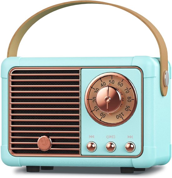 TENZHVXI - Retro Bluetooth-luidspreker - Vintage Radio Bluetooth-luidspreker - 3W Krachtig Geluid/FM-Radio 87–108 MHz - Blue van Merkloos
