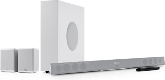 Teufel CINEBAR 11 Surround 4.1-Set - Soundbar met draadloze subwoofer en rearspeakers - Bluetooth met aptX - Virtuele surround sound - wit van Merkloos