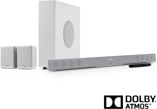 Teufel CINEBAR 11 voor Dolby Atmos "4.1-Set" - Soundbar met draadloze subwoofer & rearspeakers - Bluetooth met aptX - Virtuele surround sound - wit van Teufel
