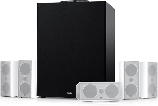 Teufel CONSONO 35 CONCEPT Surround Power Edition 5.1 set - Speelklaar compleet 5.1-systeem voor echte surround sound bij games, films en muziek, CONCEPT 8 subwoofer met 200 mm woofer voor diepe bas tot 33 Hz , wit van Teufel