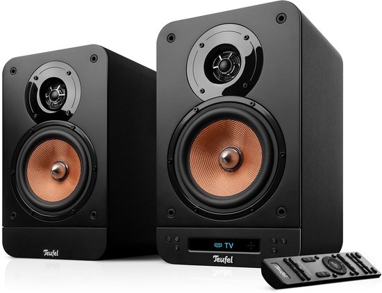 Teufel ULTIMA 25 ACTIVE 2 - Bluetooth boekenplankspeakers met geïntegreerde AV-receiver - Dolby Audio - DAB+ /FM-radio - Bluetooth 5.0 aptX - HDMI ARC CEC - Night Black