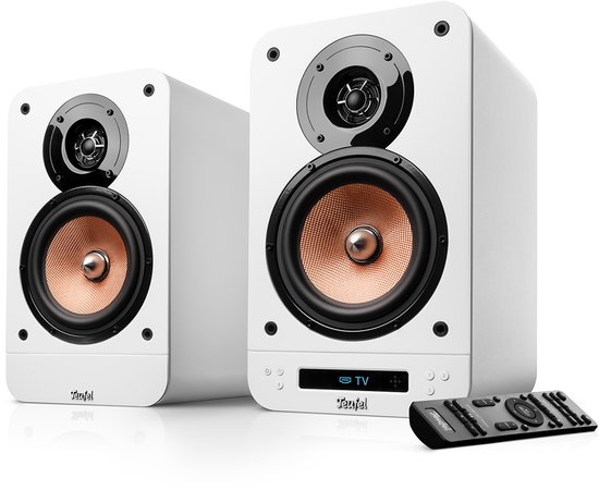Teufel ULTIMA 25 ACTIVE 2 - Bluetooth boekenplankspeakers met geïntegreerde AV-receiver - Dolby Audio - DAB+ /FM-radio - Bluetooth 5.0 aptX - HDMI ARC CEC - Pure White