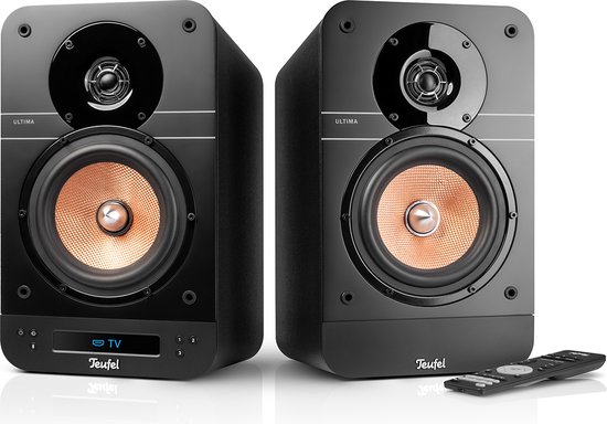 Teufel ULTIMA 25 ACTIVE - bluetooth boekenplankspeakers met geïntegreerde AV-ontvanger, Dolby Audio, DAB+ en FM-radio, bluetooth 5.0 aptX, HDMI ARC CEC, touchslider , night black van Teufel