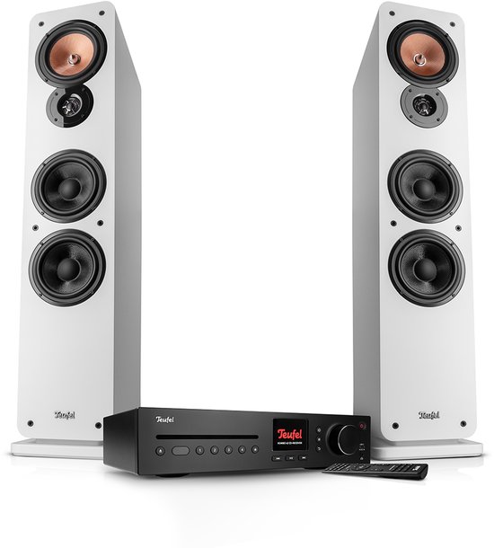 Teufel ULTIMA 40 KOMBO 3 - Compleet Stereosysteem met Vloerstaande speakers & CD-receiver - WiFi, LAN, Bluetooth, Spotify Connect, DAB+/FM Radio - wit van Teufel
