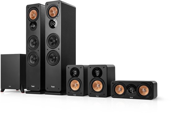 Teufel ULTIMA 40 Surround 5.1 home cinema set, 2 vloerstaande speakers, 2 boekenplankspeakers, centerspeaker en subwoofer - zwart