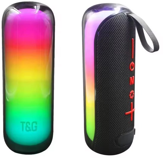 T&G Draadloze Bluetooth Speaker met RGB LED – Draagbare Mini Speaker 10W – Zwart van Merkloos