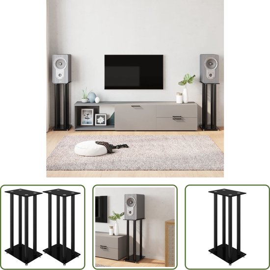 The Living Store Luidsprekerstandaards - Vrijstaand - 35 x 25 x 75 cm - Aluminium en gehard glas van The Living Store