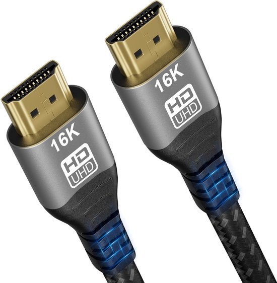 Thijox - CAKOBLE 16K HDMI-kabel 2.2 2m, Ultra-High-Speed 96Gbps, 16K@60Hz, 12K/10K@120Hz, 8K@120Hz/240Hz, 4K@480Hz, eARC, HDR10+, Dolby, HDCP 2.3, Com
