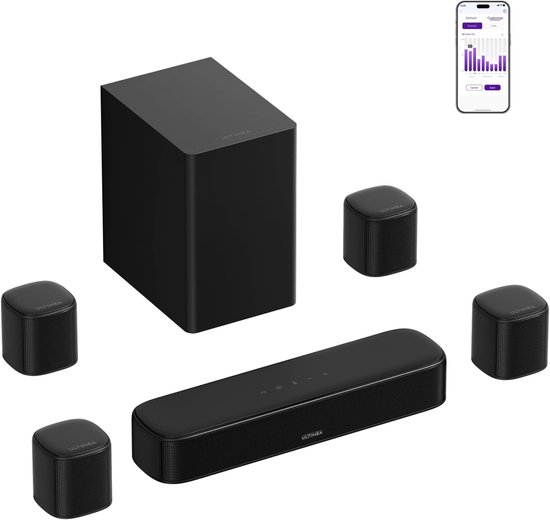 Thijox - Virtuele Surround Soundbar 330W met 4 Luidsprekers, Bluetooth 6.0, App-Bediening en Subwoofer voor TV, Ideaal voor Feest, Thuisbioscoop, Gami