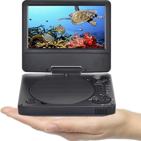 Thuys - Draagbare DVD Speler - Externe DVD Speler – Externe cd Speler met Afstandsbediening – 7,5Inch Draaibaar HD-Scherm - Zwart - ‎19cm x 16cm x 4cm