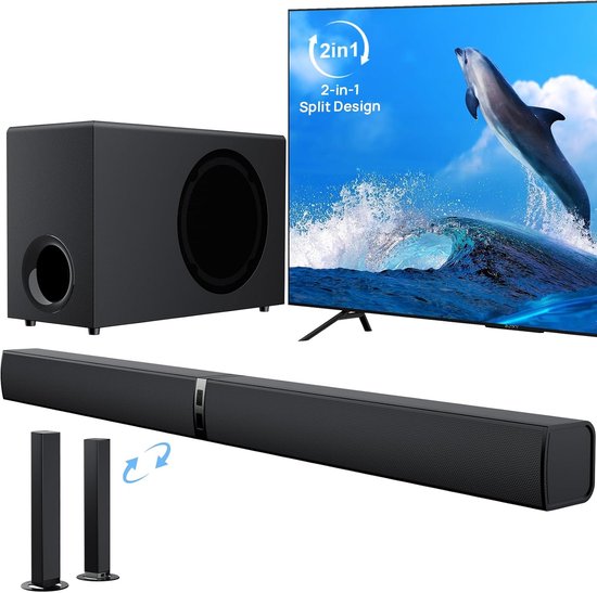 Thuys Soundbar met Subwoofer - 120W - Bluetooth 5.3 - TV Geluidssysteem - Zwart