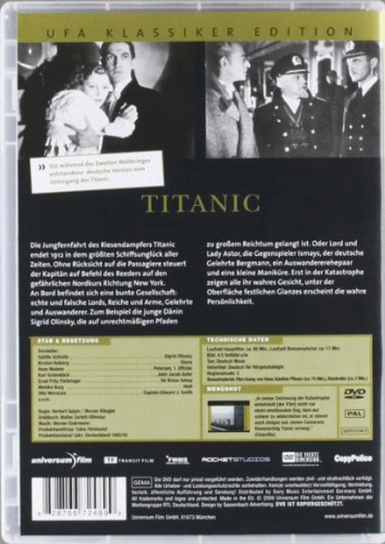 Titanic: Ufa Klassiker Edition - Filmklassieker in SDTV 576i van Merkloos