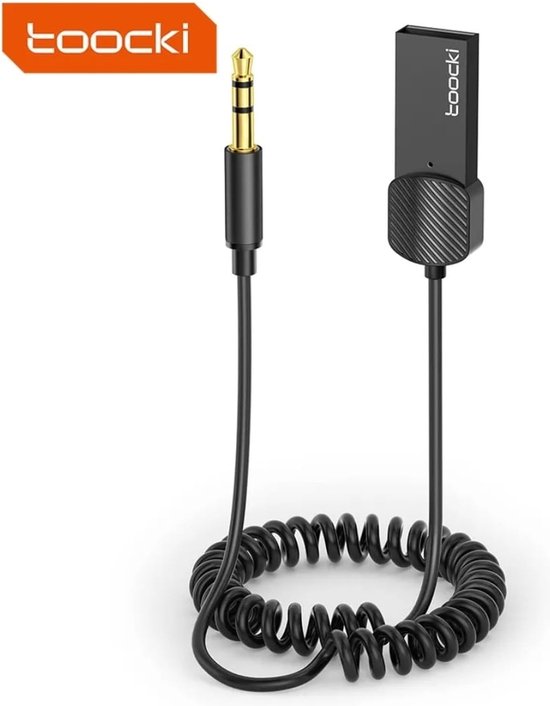 Toocki Hoge Kwaliteit USB 2.0 BT 5.0 bluetooth USB naar 3.5mm Jack Audio voor Auto Ontvanger - transmitter Aux Draadloze Muziek Ontvanger draadloos hands free bellen Ingebouwde microfoon Carkit kleur zwart van T