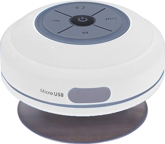 TOVBMUP Waterdichte Bluetooth-doucheluidspreker - Draadloze draagbare audio - Ingebouwde bedieningsknoppen - Luidspreker - Sterke zuignap - Geschikt voor badkamer, zwembad, auto, strand, binnen- en buitengebruik - Wit