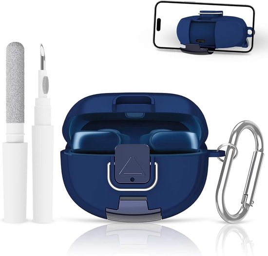 TPU-beschermhoes voor Bose Ultra Open Earbuds – precies passende accessoires, incl. sleutelhanger en reinigingsstift, betrouwbare bescherming tegen krassen en stoten (donkerblauw)