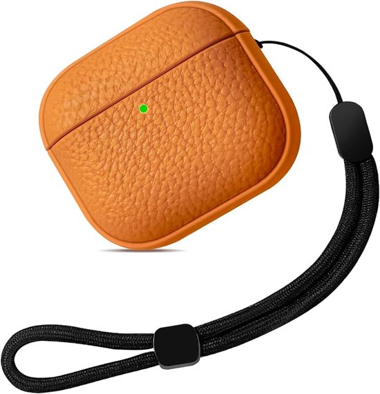 TPU-hoes compatibel met Airpods 4 met polsbandje, Case compatibel met Airpods 4, Beschermhoes compatibel met Airpod 4, Valbestendig, Schokbestendig, Textuurontwerp (Oranje)