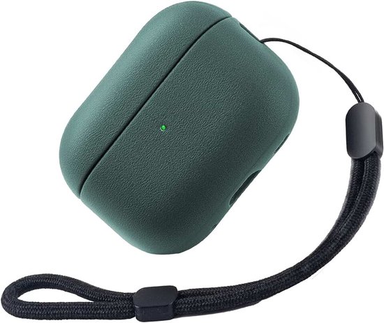 TPU-hoes Compatibel met Airpods Pro 2e generatie, beschermhoes Compatibel met Apple Airpods Pro 2 met polsband, Textuurontwerp (Donkergroen)