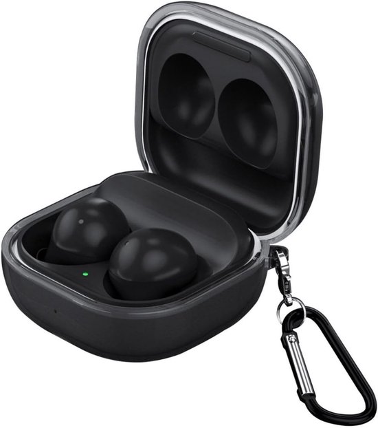 Transparant hoesje compatibel met Samsung Galaxy Buds FE/Buds Pro/Buds Live/Buds 2/Buds 2 Pro, ultradunne zachte hoes, slim fit, anti-val, niet gemakkelijk vuil - transparant zwart