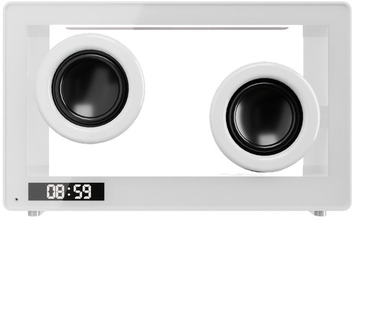 Transparante minimalistische Bluetooth-luidspreker met draaiknop, draadloze luidspreker, TF-kaartsleuf, sfeervolle verlichting en desktopbas (wit) van Merkloos