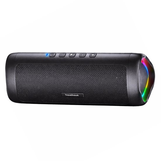 Travelhawk Bluetooth Speaker - Draadloos - IPX5 Waterproof - 24 Uur Lang Muziek Luisteren - Extra Bass - Zwart van Merkloos