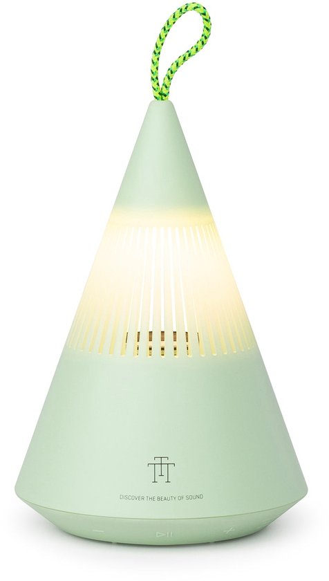 TRETTITRE TreSound Q Fresh Dewy Green - bluetooth speaker met campinglamp - IP67 - 360° - groen van Trettitre