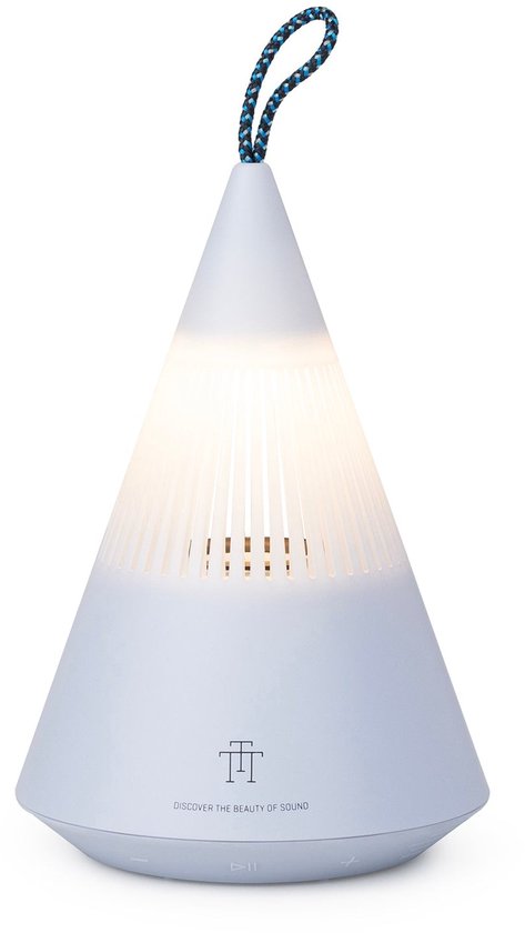 TRETTITRE TreSound Q Serene Mist Blue - bluetooth speaker met campinglamp - IP67 - 360° - blauw van Trettitre