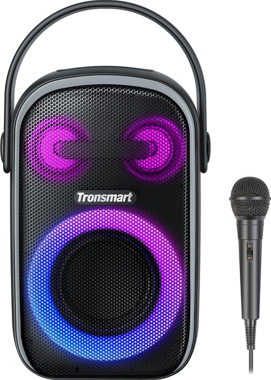 Tronsmart Halo 110 - Draagbare Bluetooth Partyspeaker - 60W Stereo - 18 Uur Batterij - IPX6 Waterbestendig - Karaoke - Met Microfoon - Zwart